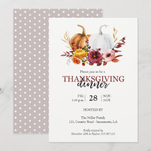 Elegant Thanksgiving Dinflorale pompoen Kaart