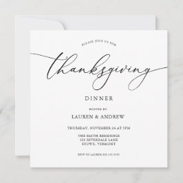 Elegant Thanksgiving Dinner Black Uitnodiging