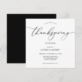 Elegant Thanksgiving Dinner Black Uitnodiging