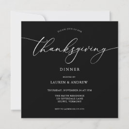 Elegant Thanksgiving Dinner Black Uitnodiging
