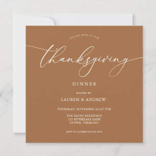 Elegant Thanksgiving Dinner Fall Colors Uitnodigin