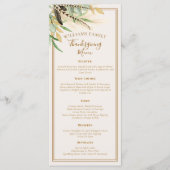 Elegant Thanksgiving Dinner Fall Feather  Menu (Voorkant)