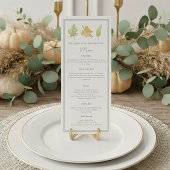 Elegant Thanksgiving Dinner Fall Leaves Menu