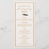 Elegant Thanksgiving Dinner Fall Pheasant Feather  Menu (Voorkant)