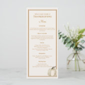 Elegant Thanksgiving Dinner Fall White Pumpkin  Menu (Staand voorkant)