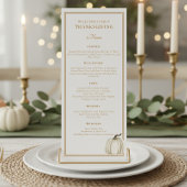 Elegant Thanksgiving Dinner Fall White Pumpkin  Menu