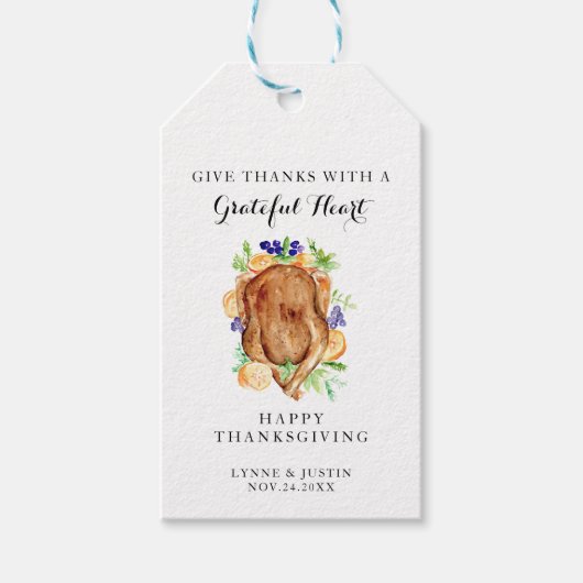 Elegant Thanksgiving Dinner Give Thanks Grateful Cadeaulabel (Voorkant)