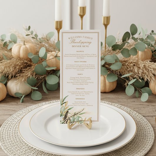 Elegant Thanksgiving Dinner Herfstbladeren Veer  Menu