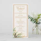 Elegant Thanksgiving Dinner Herfstbladeren Veer  Menu (Staand voorkant)