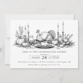Elegant Thanksgiving Dinner Invitation Kaart (Voorkant)