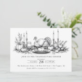 Elegant Thanksgiving Dinner Invitation Kaart (Staand voorkant)