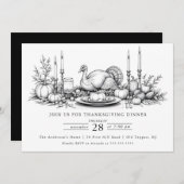 Elegant Thanksgiving Dinner Invitation Kaart (Voorkant / Achterkant)
