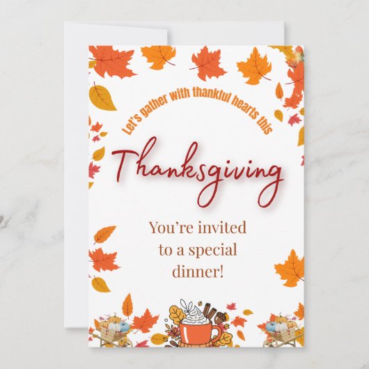Elegant Thanksgiving Dinner Invitation Kaart (Voorkant)