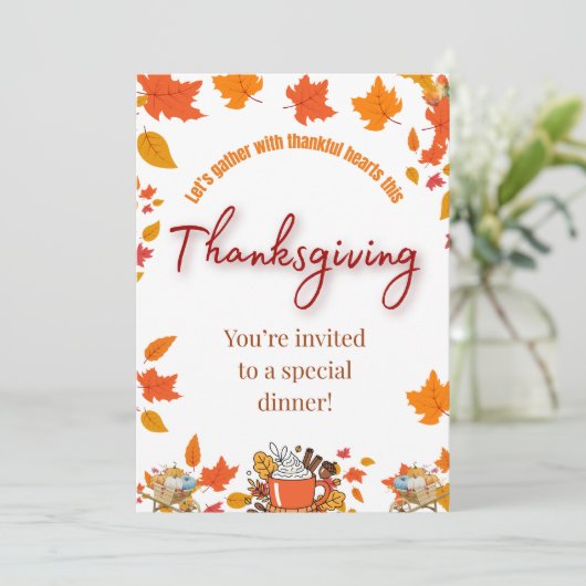 Elegant Thanksgiving Dinner Invitation Kaart (Staand voorkant)