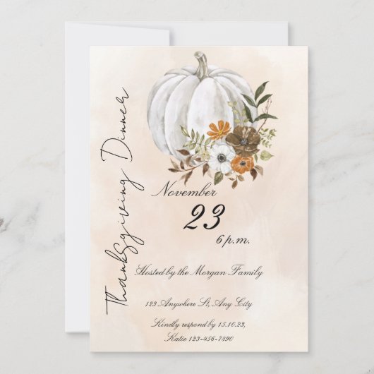 Elegant Thanksgiving Dinner Kaart (Voorkant)