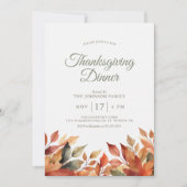 Elegant Thanksgiving Dinner met herfstloof Kaart (Voorkant)