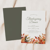 Elegant Thanksgiving Dinner met herfstloof Kaart