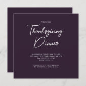 Elegant Thanksgiving Dinner Paars Script Kaart (Voorkant / Achterkant)