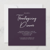 Elegant Thanksgiving Dinner Paars Script Kaart (Voorkant)