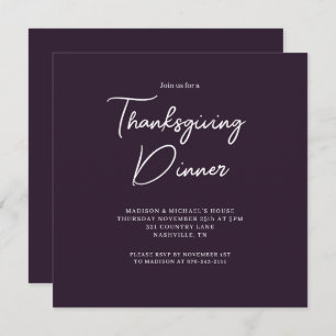 Elegant Thanksgiving Dinner Paars Script Kaart