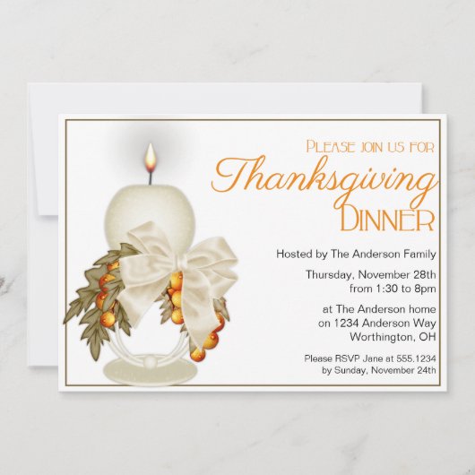 Elegant Thanksgiving Dinner Party Uitnodiging 7 (Voorkant)