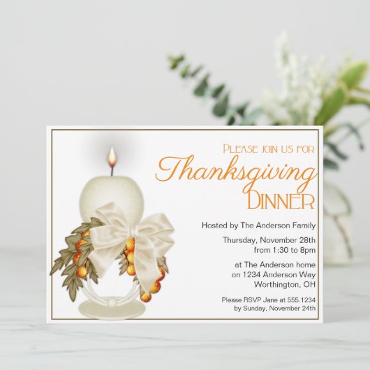 Elegant Thanksgiving Dinner Party Uitnodiging 7 (Staand voorkant)