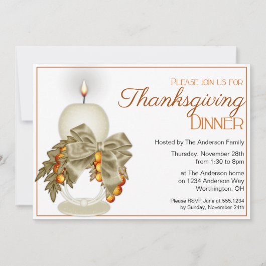 Elegant Thanksgiving Dinner Party Uitnodiging 8 (Voorkant)