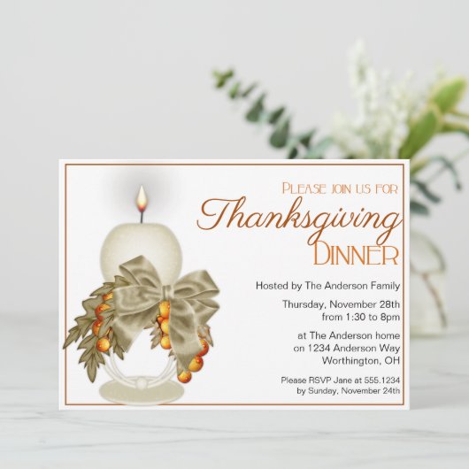 Elegant Thanksgiving Dinner Party Uitnodiging 8 (Staand voorkant)