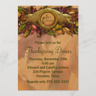Elegant Thanksgiving Dinner Party-uitnodigingen Kaart