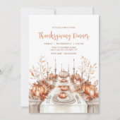 Elegant Thanksgiving Dinner Table Invitation Kaart (Voorkant)