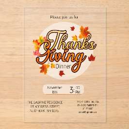 Elegant Thanksgiving foliage autumn fall Acryl Uitnodigingen