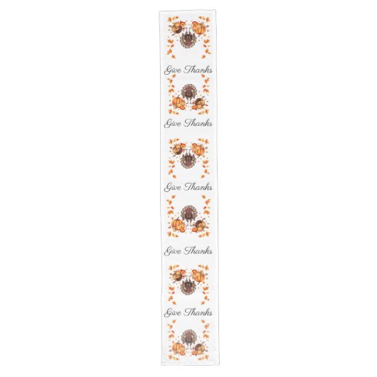 Elegant Thanksgiving "Give Thanks" Table Runner Lange Tafelloper (Voorkant)