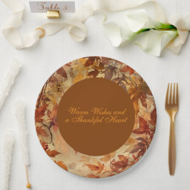 Elegant,Thanksgiving, Herfstbladeren,Rustiek,Groen Papieren Bordje