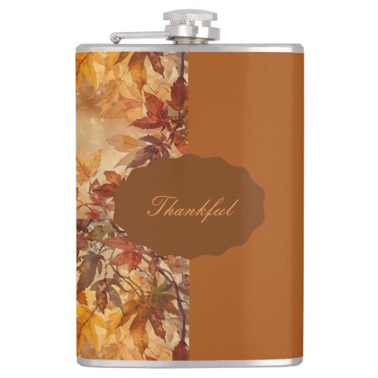 Elegant,Thanksgiving, Herfstbladeren,Rustiek, Mode Heupfles (Voorkant)