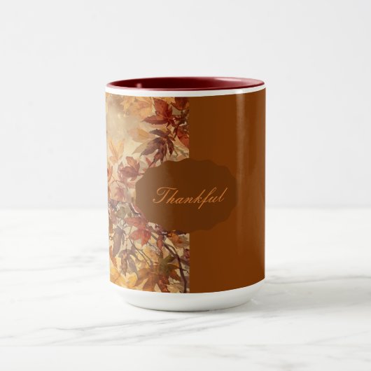 Elegant,Thanksgiving, Herfstbladeren,Rustiek Mok (Midden)