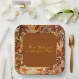 Elegant,Thanksgiving, Herfstbladeren,Rustiek Papie Papieren Bordje