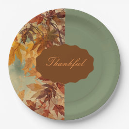 Elegant,Thanksgiving, Herfstbladeren,Rustiek Papieren Bordje