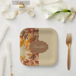 Elegant,Thanksgiving, Herfstbladeren,Rustiek Papieren Bordje