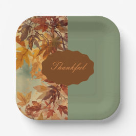 Elegant,Thanksgiving, Herfstbladeren,Rustiek Papieren Bordje