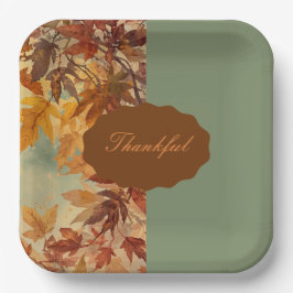 Elegant,Thanksgiving, Herfstbladeren,Rustiek Papieren Bordje