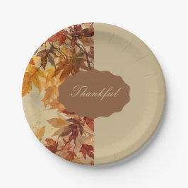 Elegant,Thanksgiving, Herfstbladeren,Rustiek Papieren Bordje