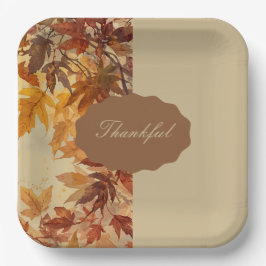 Elegant,Thanksgiving, Herfstbladeren,Rustiek Papieren Bordje