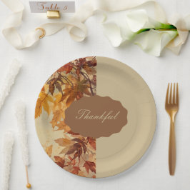 Elegant,Thanksgiving, Herfstbladeren,Rustiek Papieren Bordje