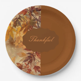 Elegant,Thanksgiving, Herfstbladeren,Rustiek Papieren Bordje