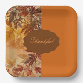 Elegant,Thanksgiving, Herfstbladeren,Rustiek Papieren Bordje