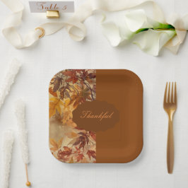Elegant,Thanksgiving, Herfstbladeren,Rustiek Papieren Bordje