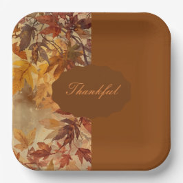 Elegant,Thanksgiving, Herfstbladeren,Rustiek Papieren Bordje