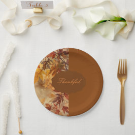 Elegant,Thanksgiving, Herfstbladeren,Rustiek Papieren Bordje