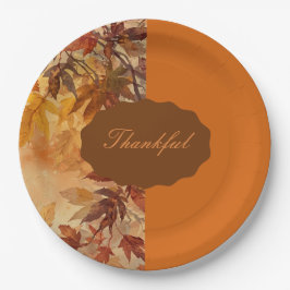 Elegant,Thanksgiving, Herfstbladeren,Rustiek Papieren Bordje
