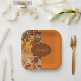 Elegant,Thanksgiving, Herfstbladeren,Rustiek Papieren Bordje